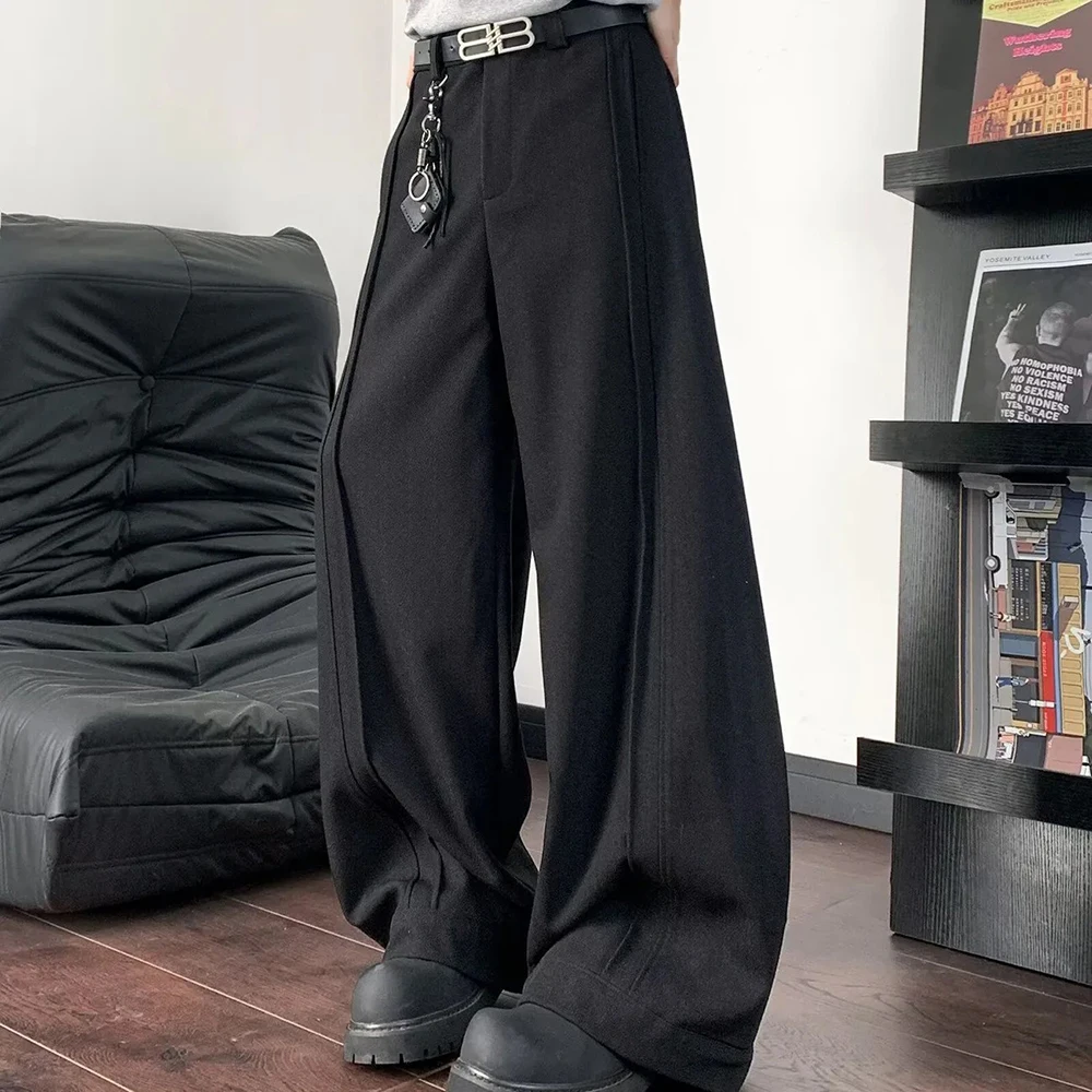 

Mens Casual Pants Deconstructed Drape Plain Pleated Wide-Leg Pants Streetwear Fashion Versatile Trousers Men'S Clothing 2025 New