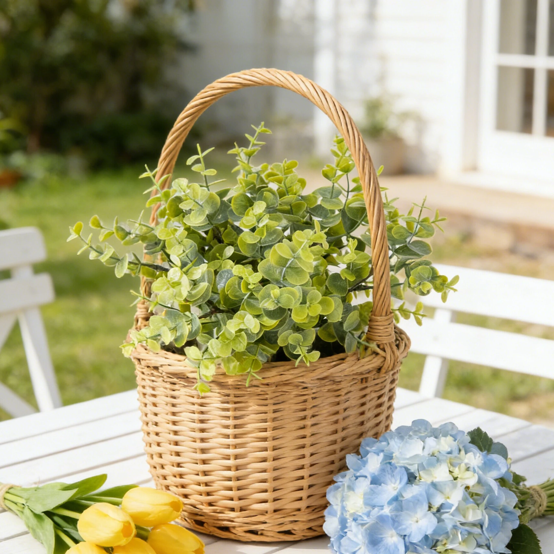 Artificial Plants Holiday Wedding Home Balcony Supplies Decora Candy Box Scrapbook Faux Green Eucalyptus Outdoor Garden Ornament