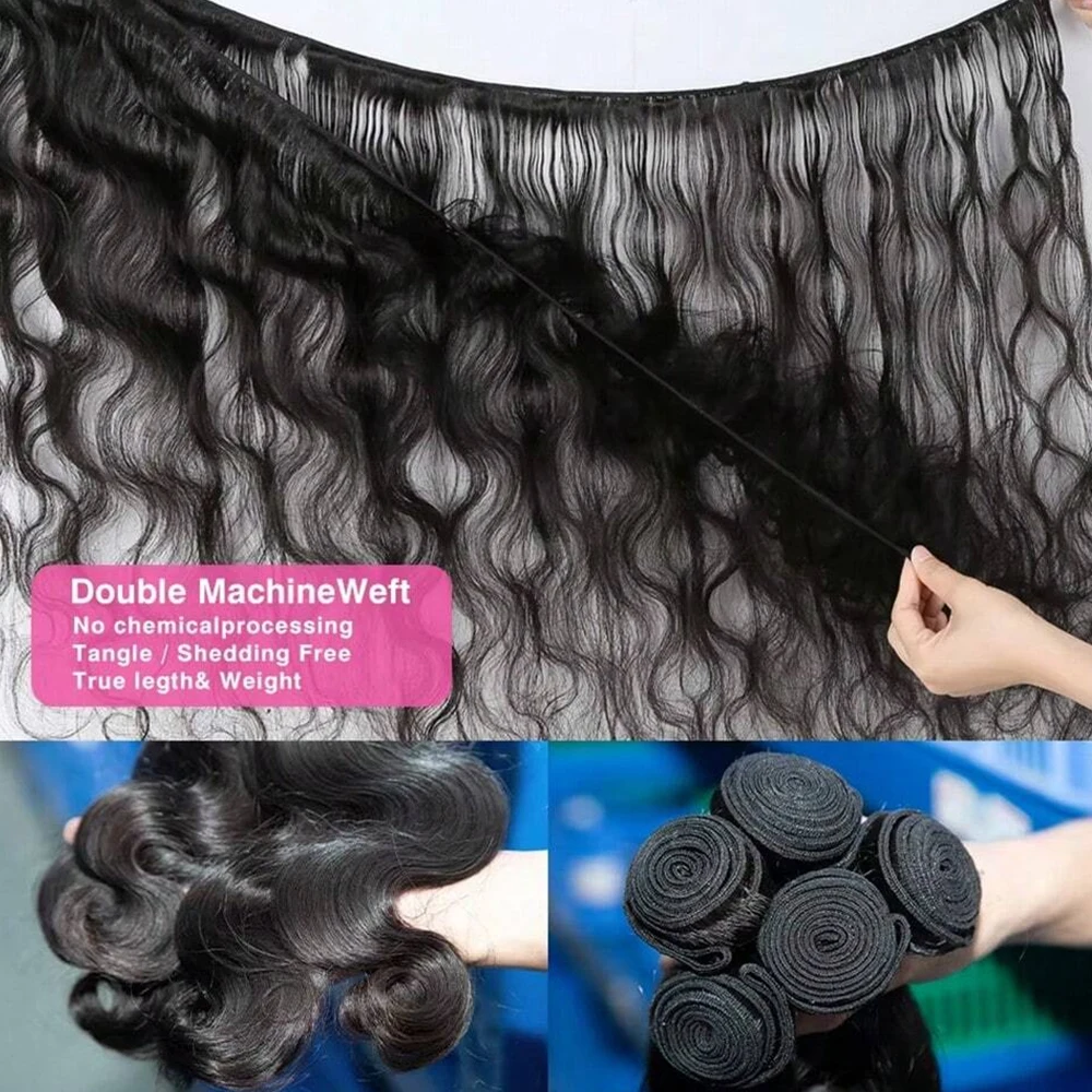 New Styles For Spring And Summer Wedding Festival Wholesale Indian Body Wave Human Hair Bundles With Lace Closure Frontal 20 22 24+18 Inch Real Virgin Remy Hair Weave Natural Color Hair Extensions Cuticle Aligned Remy Hair Weft Weave For Black Women view 6