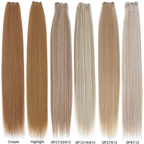 Imagen 2 del producto Mechones de pelo liso Gladys Bone, extensiones de cabello Bio Natural, pelo liso Yaki sintético tejido completo hasta el extremo