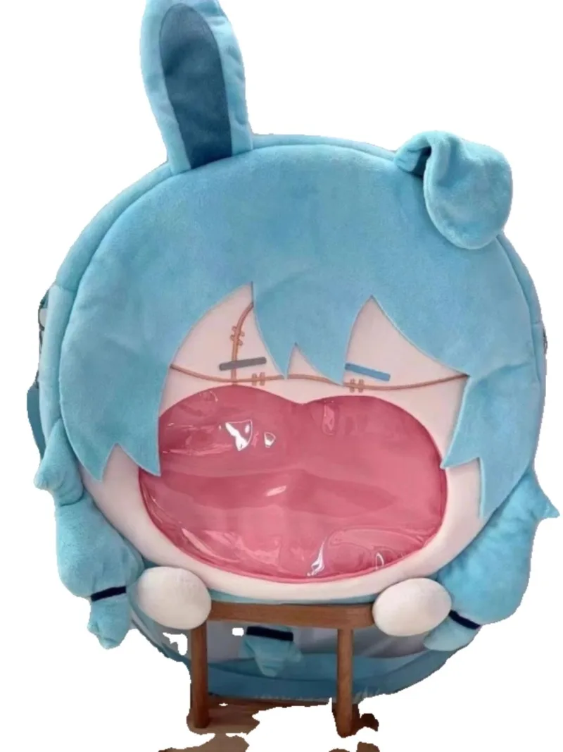 Anime JK Cosplay Mahito Plush Soft Transparent Campus Student Zipper Big Mouth Cartoon Backpack Messenger Shoulder Bag