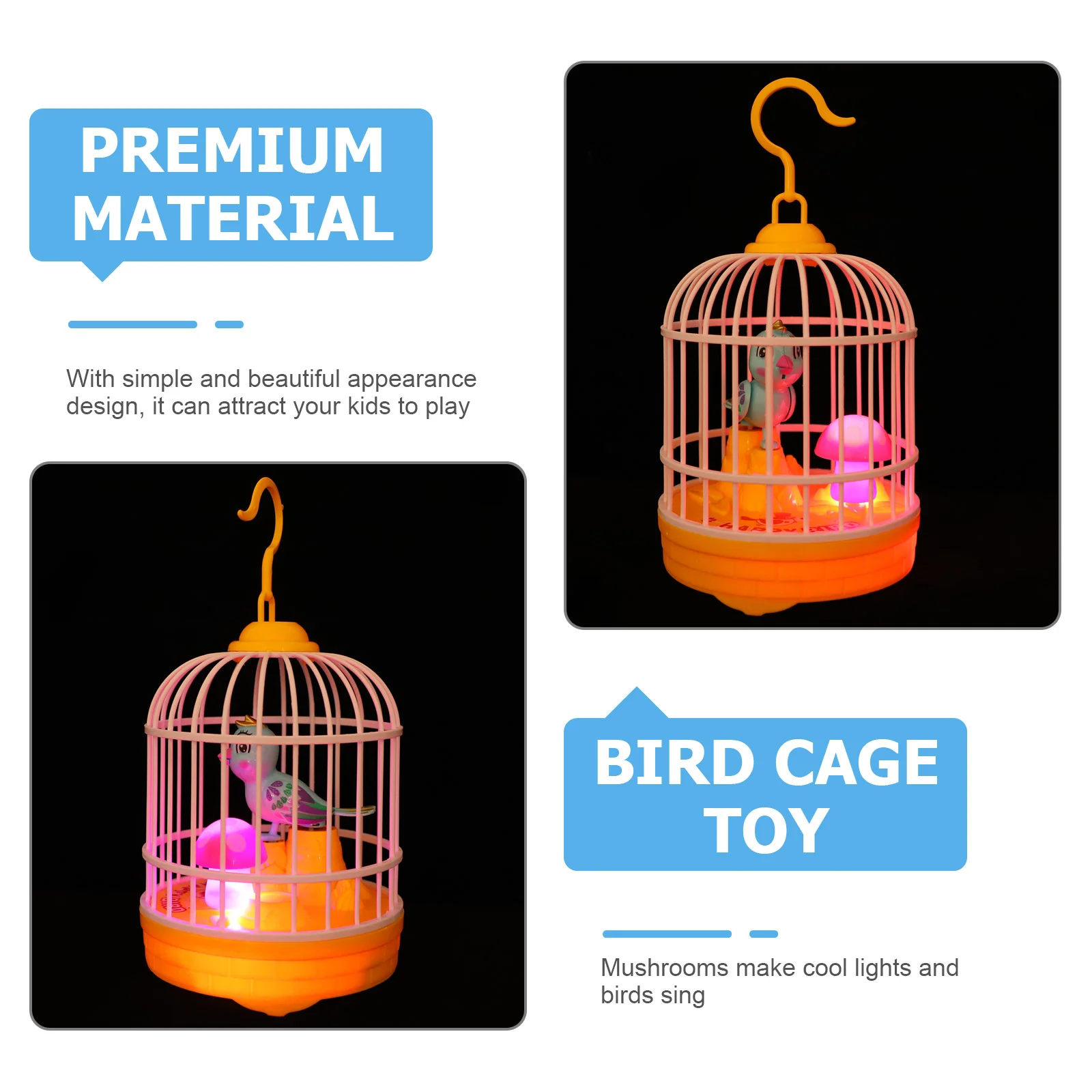 Light Music Bird Cage Hanging Toy Model Kids Interactive for Parents and Children Sensor Abs