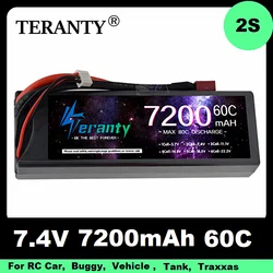 Teranty 2S 7.4V 7200mAh Hard Case RC LiPo Battery 60C For Jumpshot Truck Brushless Competition Racing RC Car Hobbies