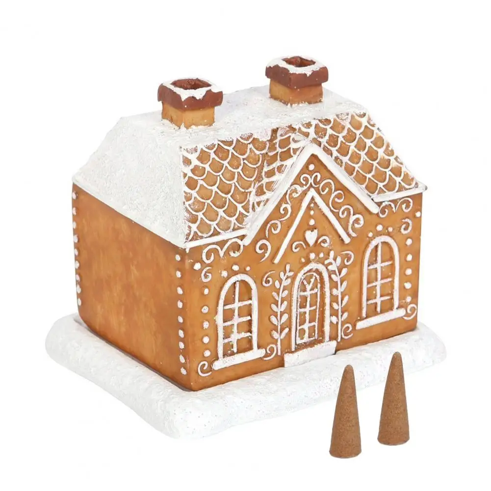 Snow House Incense Burner Removable Base Solid Resin Log Cabin Incense Cone Holder Desktop Living Room Office decoración hogar