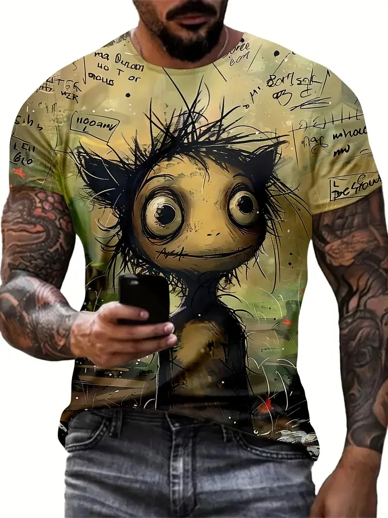 Cute Men's Cartoon 3DT-shirt Animal Print Casual Short Sleeve Tees O Neck Pullover T-Shirts men's Oversized Clothing