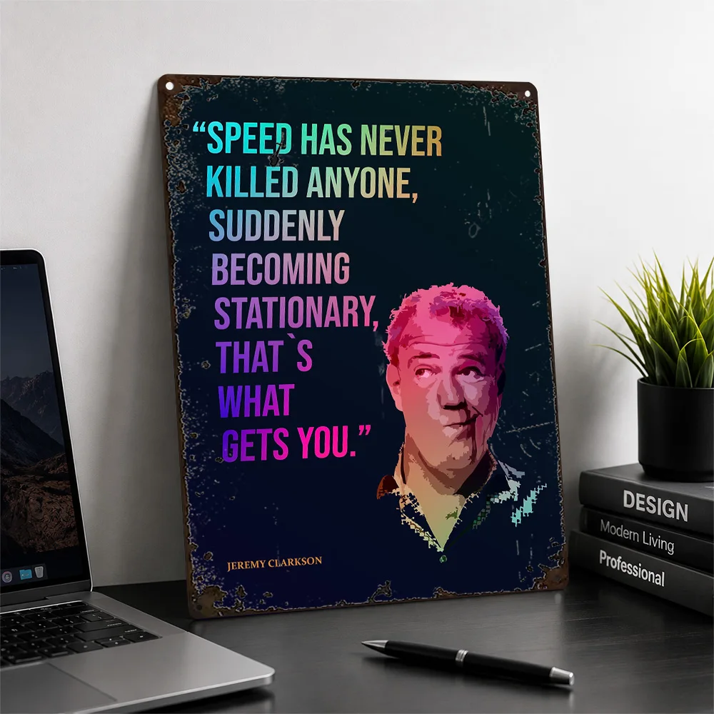 Jeremy Clarkson Speed Lettering Printed Poster Pop Inspired Wall Art For Bedroom Personalized Aluminum Metal Sign Driver Gift