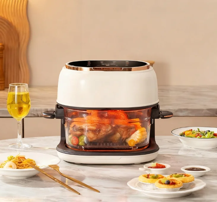 Wholesale Modern Digital Smart Electric Large Capacity Air Fryer Oven PTFE Non-Stick Visible Multi-Function 1-Year Plastic