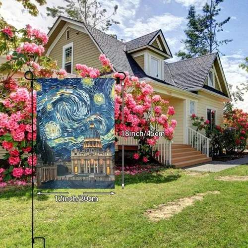 Starry Night sky Vatican city Garden Flags Double Sided,Garden Flags, 12x18 XXQ