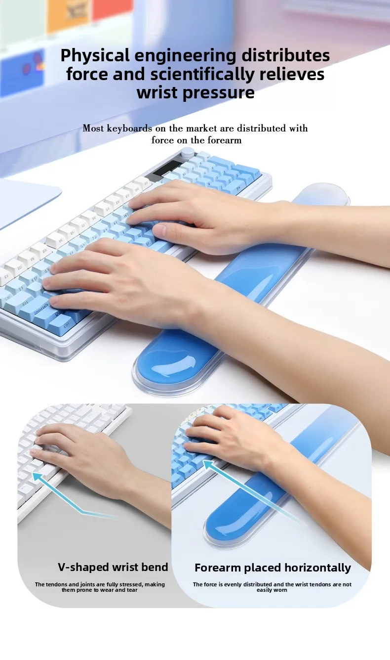 Transparente Wassertropfen-Silikon-Handballenauflage Tastaturunterlage Schreibtischmatte für Büro und Gaming in 6 Farboptionen – Detail 9