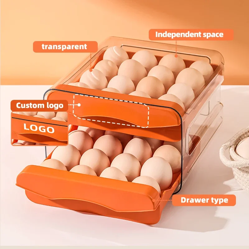 32 Capacity Double Egg Carton Kitchen Refrigerator Egg Storage