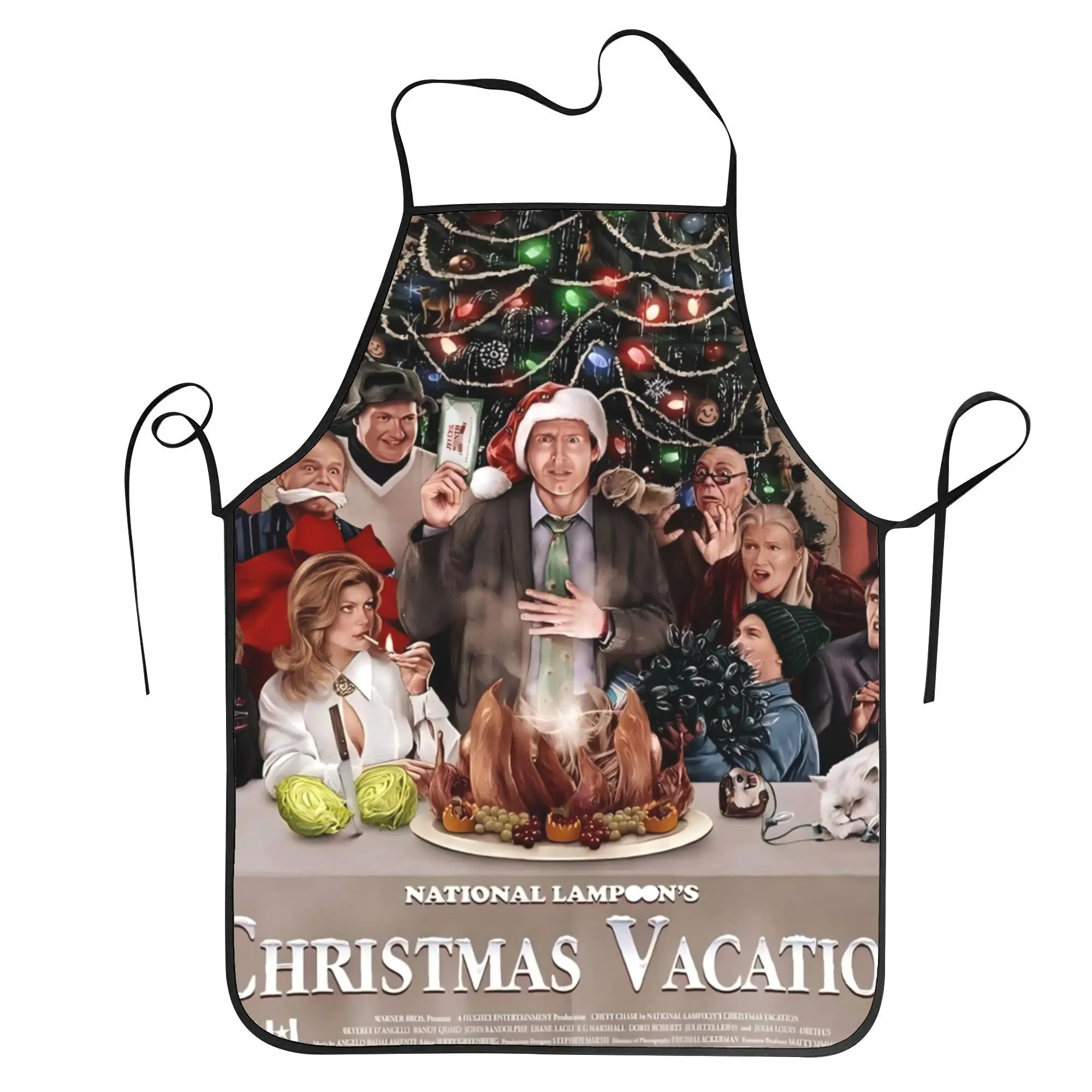 1pc National Lampoon's Christmas Vacation Inspired Apron -Duty Chef Bib with Clark Movie Design, Turkey & Family Gathering