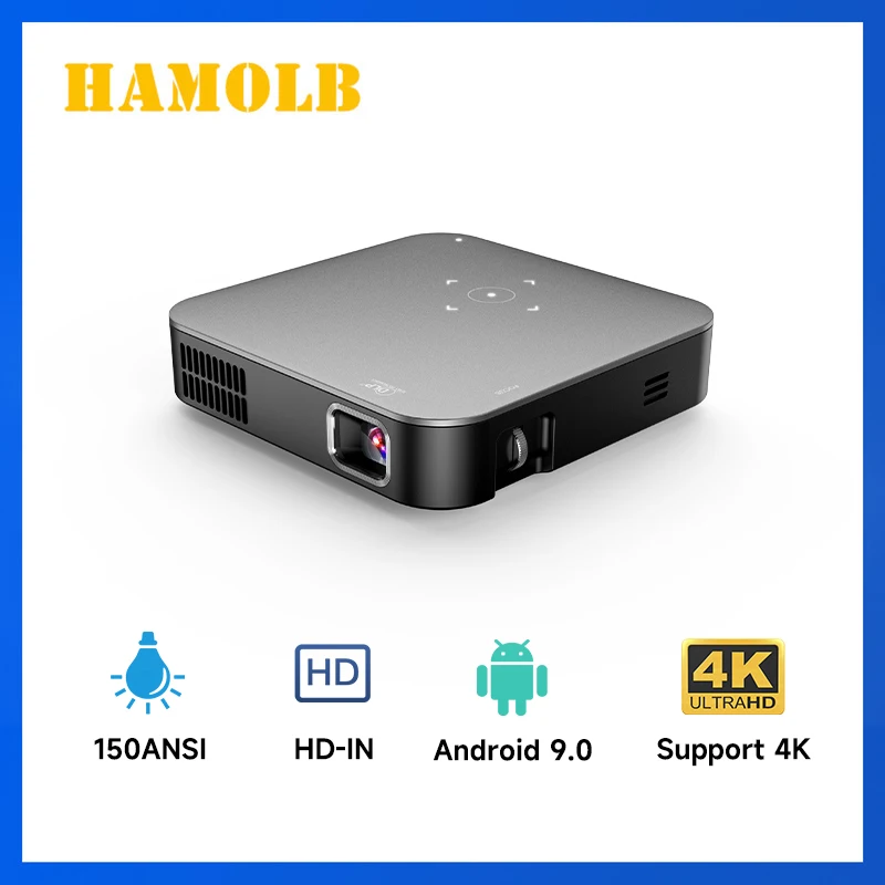 HAMOLB HA11 Ultra Mini Portable Projector HD 1080p Support DLP Rechargeable Pico Projector 100