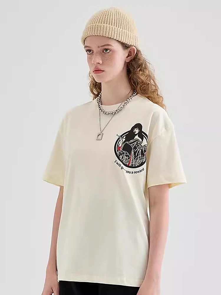 Fashion New Streetwear Japan Style Print T-shirts Tops Men Boys Loose Cotton All-Match Vintage Casual Classic Cozy