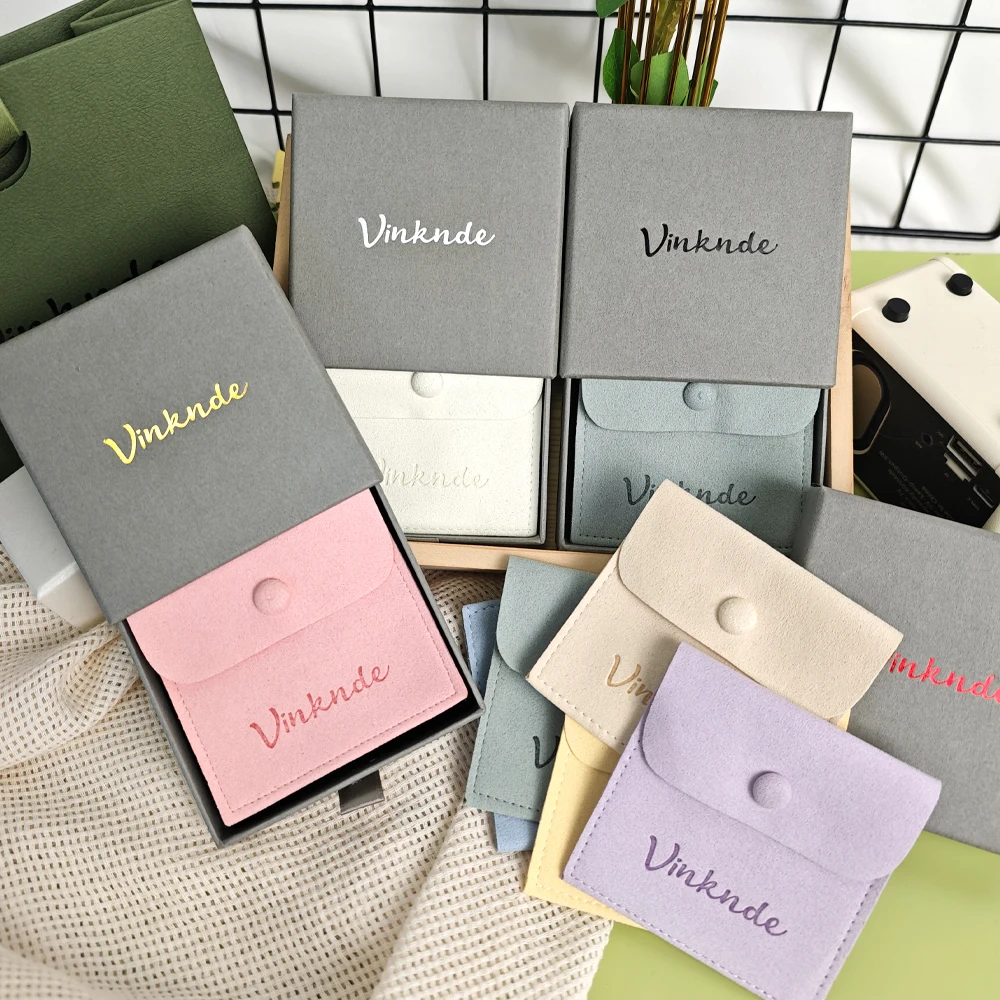 

Custom Logo Luxury Paper Drawer Boxes Jewelry Gift Packaging Box for Rings Earrings Necklaces with Velvet Microfiber Button Bag