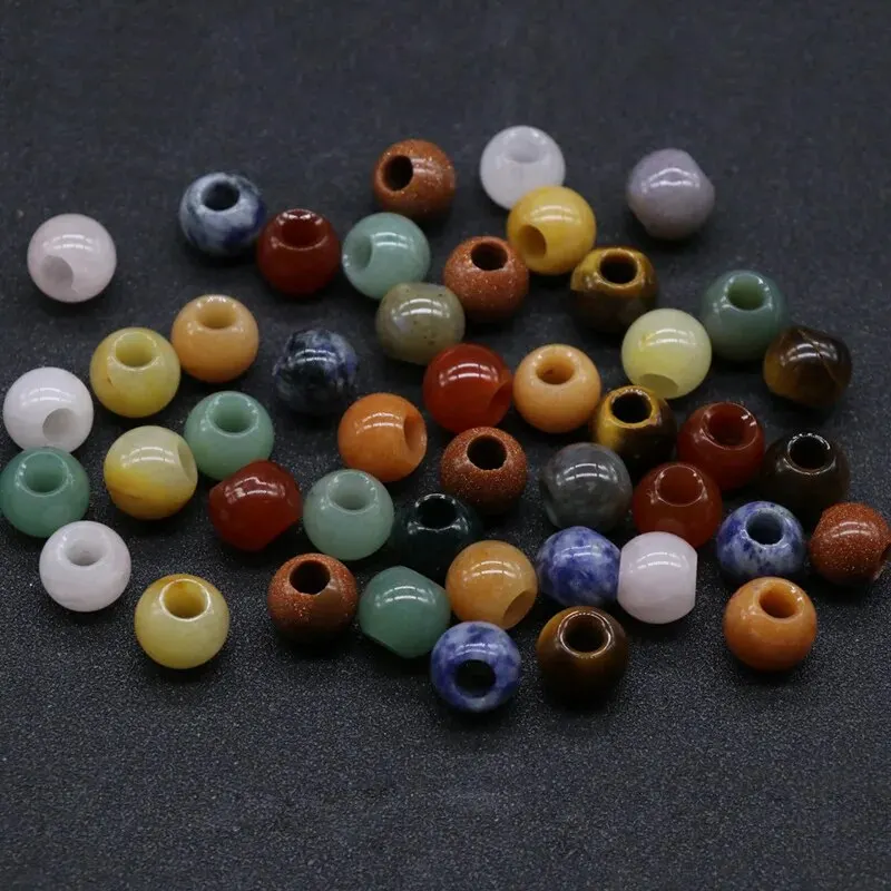 5pcs/Set 12mm Natural Stone Abacus Shape 5mm Large Hole Beads Crystal Agate Loose Beads for Jewelry Making DIY Necklace Bracelet