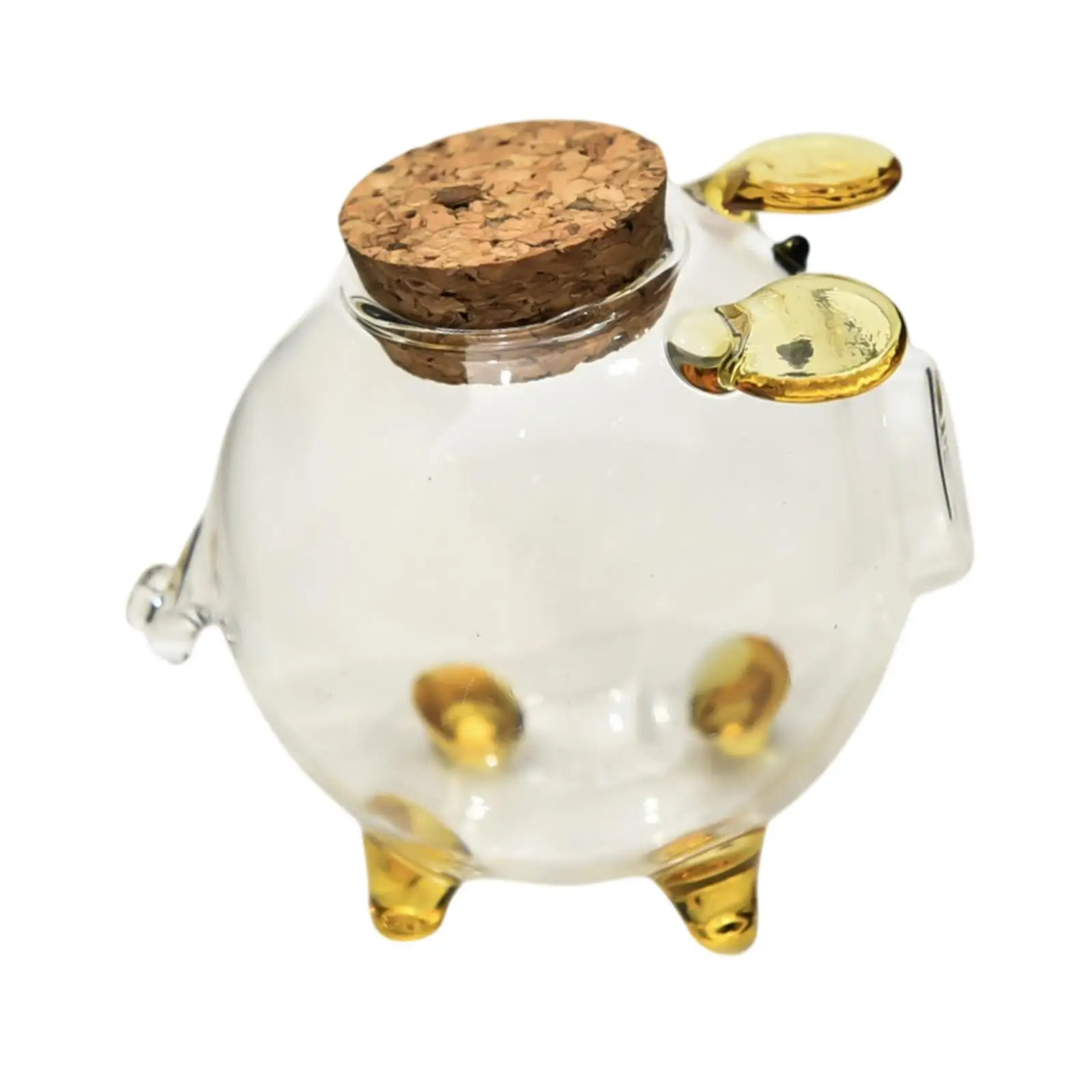 Piggy Bank Glass Transparent Money Saving Jar Cute Pig Shape Container for Home Decor and Birthday Gift