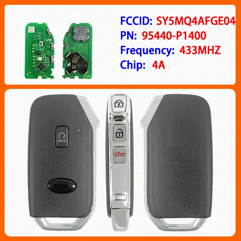 

CN051205 Aftermarket 4 Buttons Smart Key PN 95440-P1400 FCC SY5MQ4AFGE04 4A Chip 434MHz Keyless Go For Kia Sportage 2023-2025
