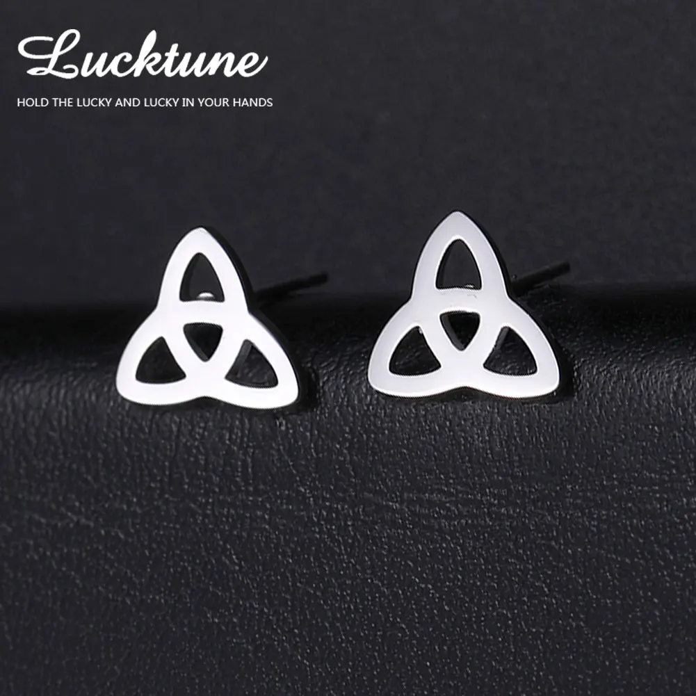 Lucktune Minimalist  Witch Knot Stud Earrings for Women Girl Stainless Steel Celtic Knot Amulet Earring Witchcraft Jewelry Gifts