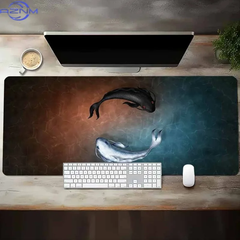 1pc a Non-Slip Rubber Mouse Pad Featuring a Black And White Fish Design, a High-Quality Washable Desk Mat Suitable for Both Offi
