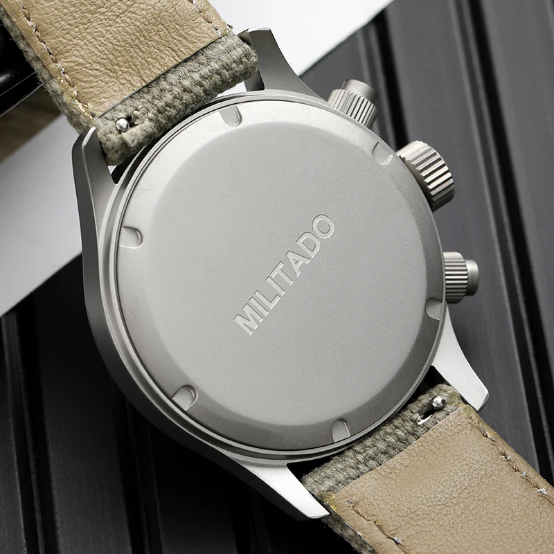 Militado ML1868KF Retro VK67 Quarz-Chronographenuhr, Edelstahlgehäuse, 3 Zifferblätter, wasserdicht, 100 m, Multifunktions-Militäruhr – Detail 32