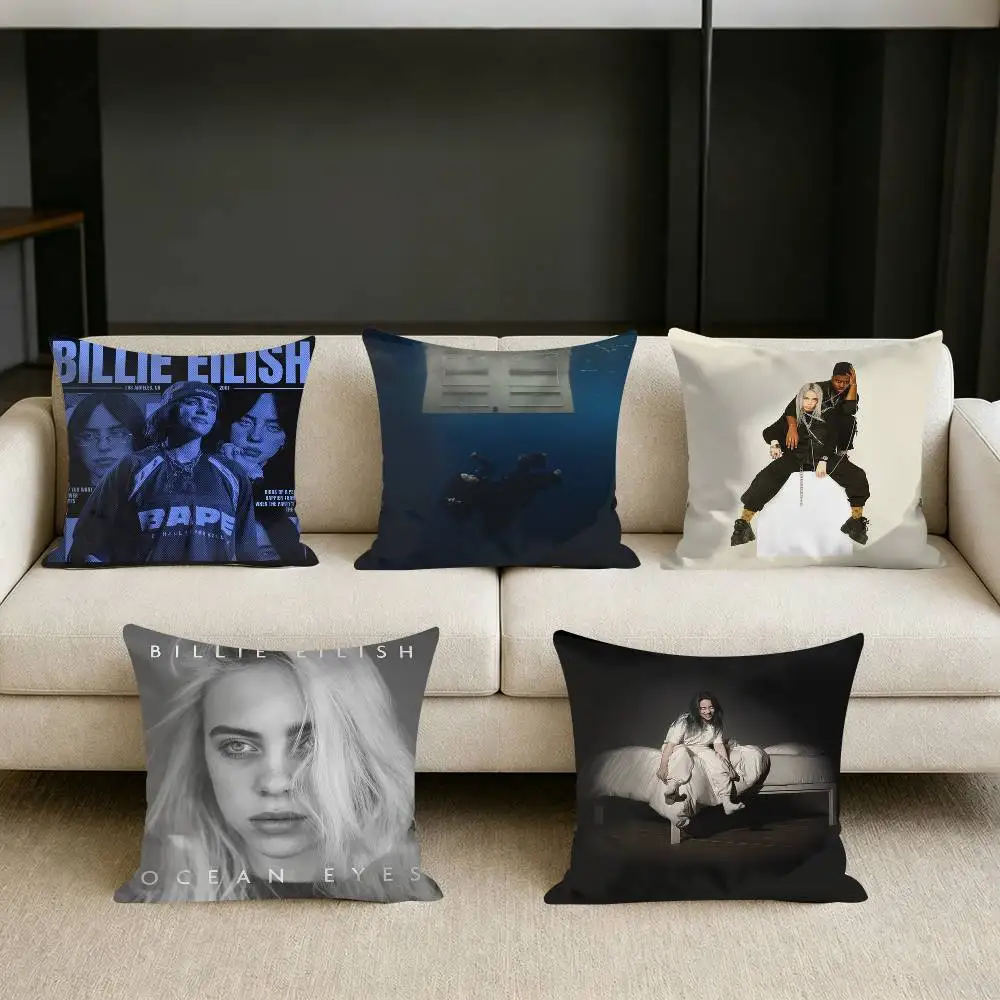 

Album CoverS B-Billie-S E-Eilish Patten Square Sofa Pillow Cover Solid Color Living Room Home Decor Cushion Case