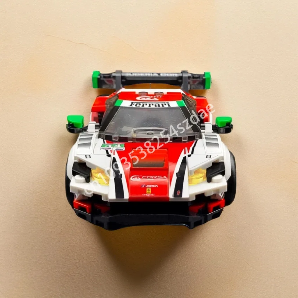 

375 шт. MOC FERRARles 296 GT3 Corsa Horizon City Champions супер автомобиль строительные блоки Рождественская игрушка в подарок для взрослых и детей конструкция
