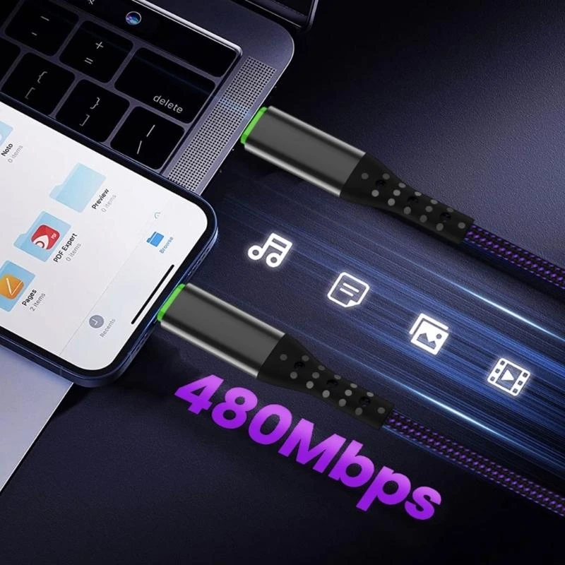 

Double End Type C Charging Cord Weaving Data Cable Line 480Mbps Data Transfer Wire Line Support for Smartphones Tablets D2RC