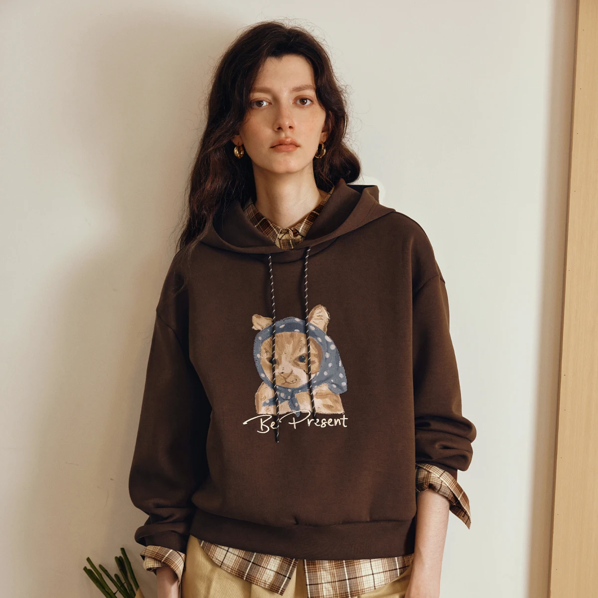 OLrain 2025 Women's Autumn Hooded Sweatshirts Cartoon Cute Print Loose Tops Casual Commute Knitwear Female Clothing O57QR000995