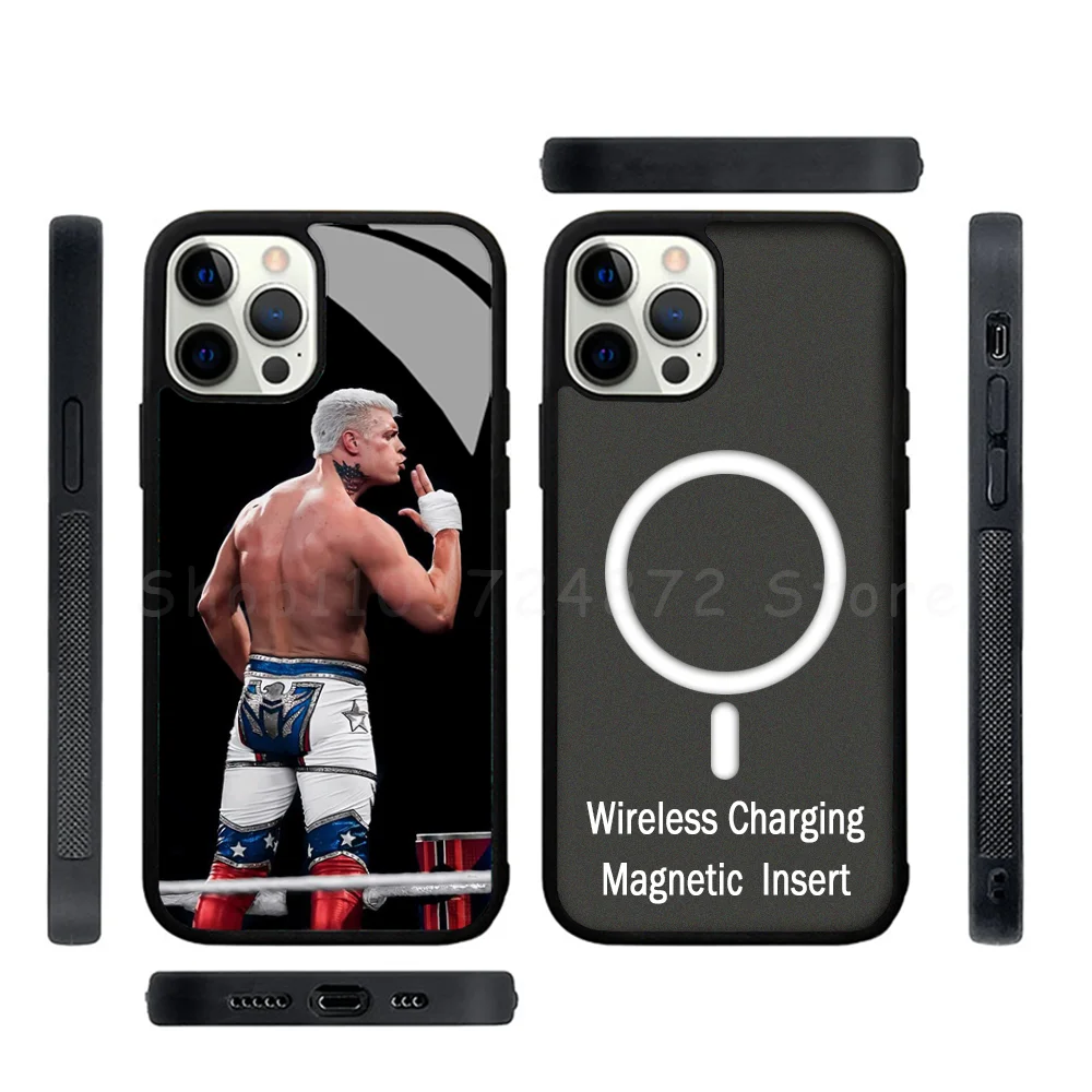 C-Cody Rhodes Wwe Phone Case Strong Magnetic For IPhone 15 14 13 Pro Max Alex Mirror For Magsafe Wireless Charging Cover