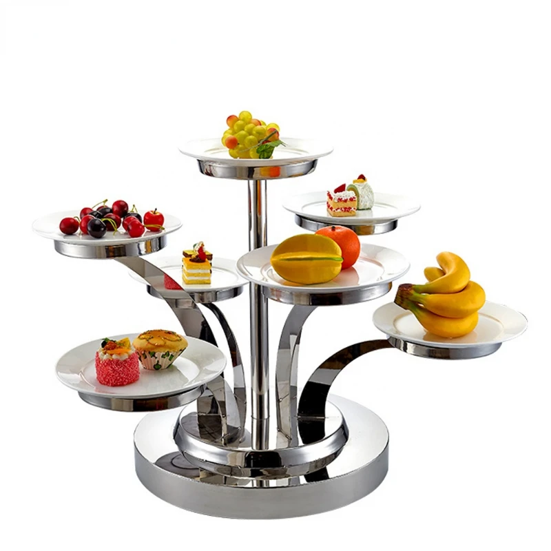 

New products restaurant silverware commercial buffet plate stand stainless steel high tea cake sethigh tea cake display stands