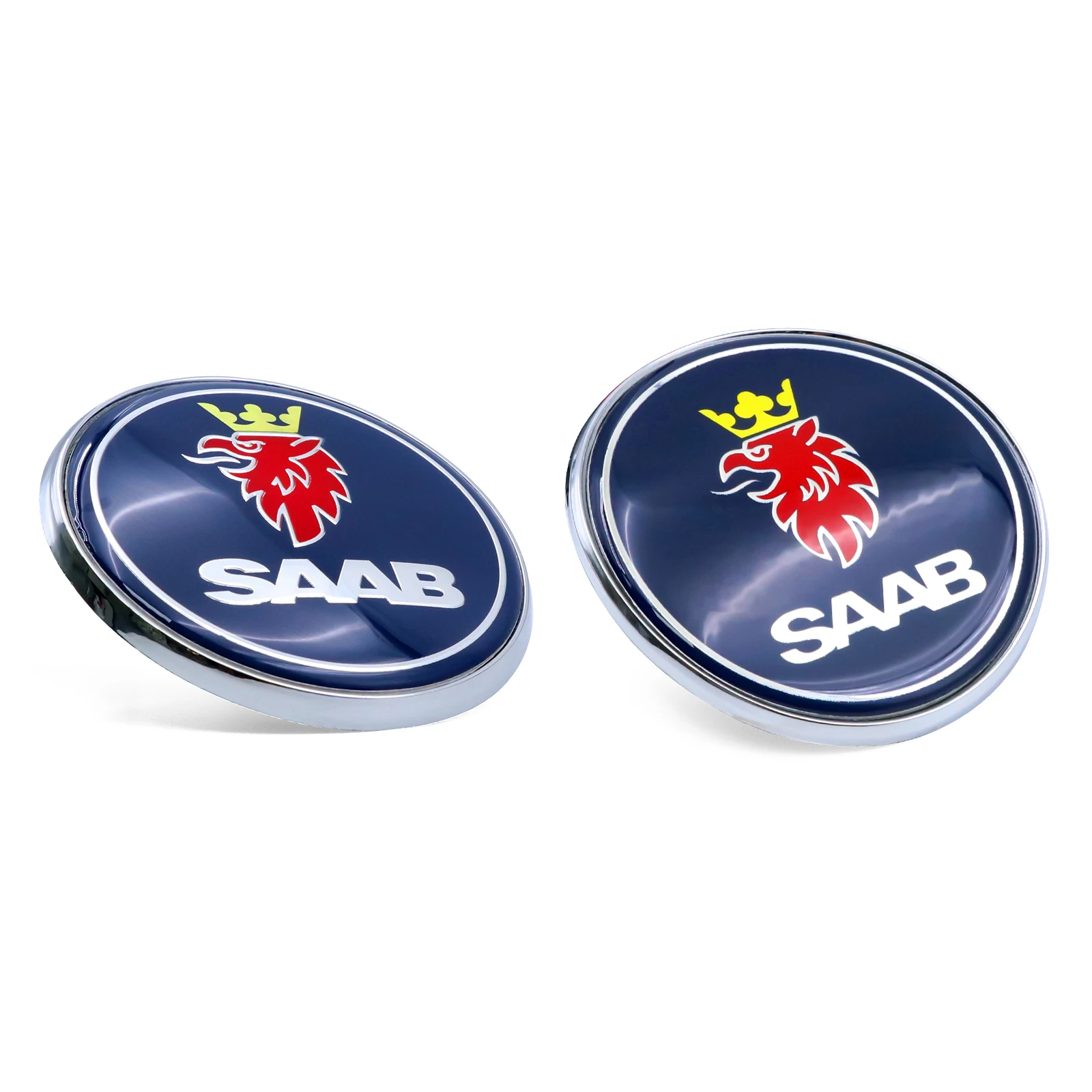 Set of 2PCS for Saab 93 9-3 Convertible 1998-2003 Car Front Bonnet and Rear Boot Trunk Badge Emblem Decal 12844161 5289897