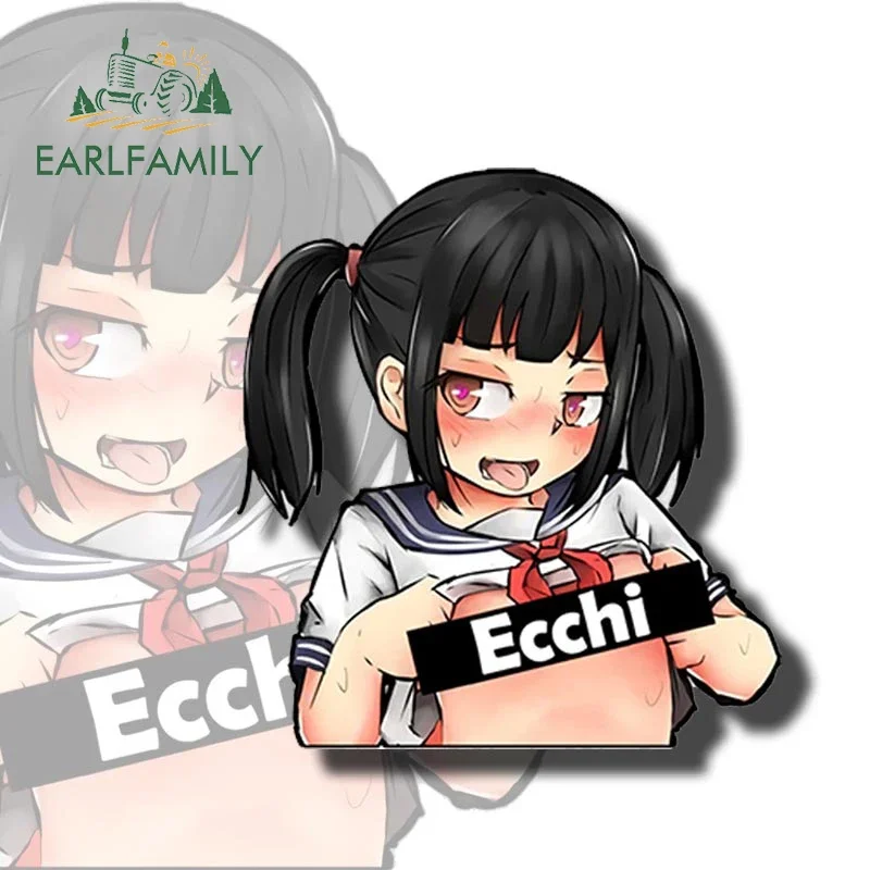 

EARLFAMILY 13 см X 12,3 см для аниме Ecchi Girl, автомобильные наклейки, граффити, сексуальные виниловые автомобильные аксессуары, наклейка для ноутбука, лобовое стекло, забавные
