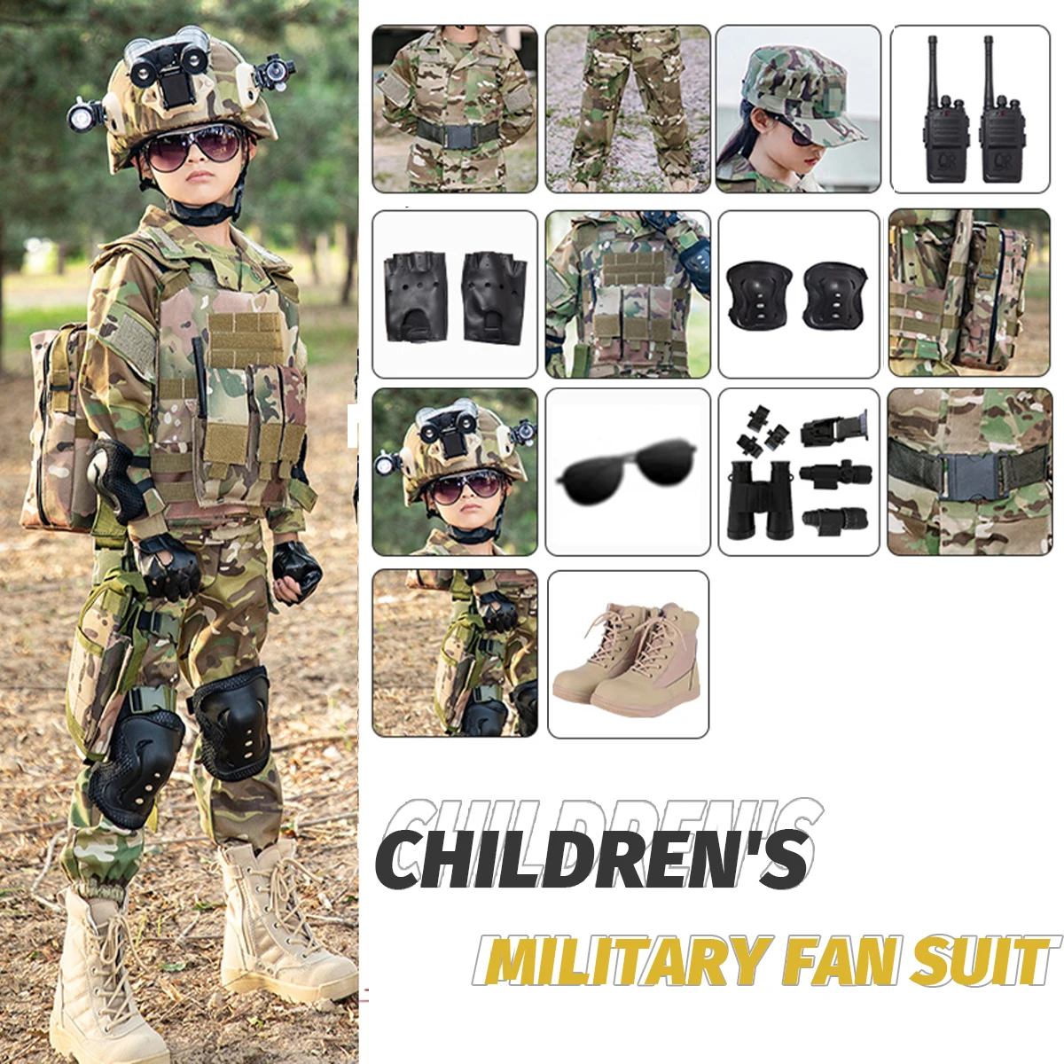 

New Children's Military Camouflage Uniform Special Forces Military Fans Summer Camp Military Training Clothes for Kid's Gifts