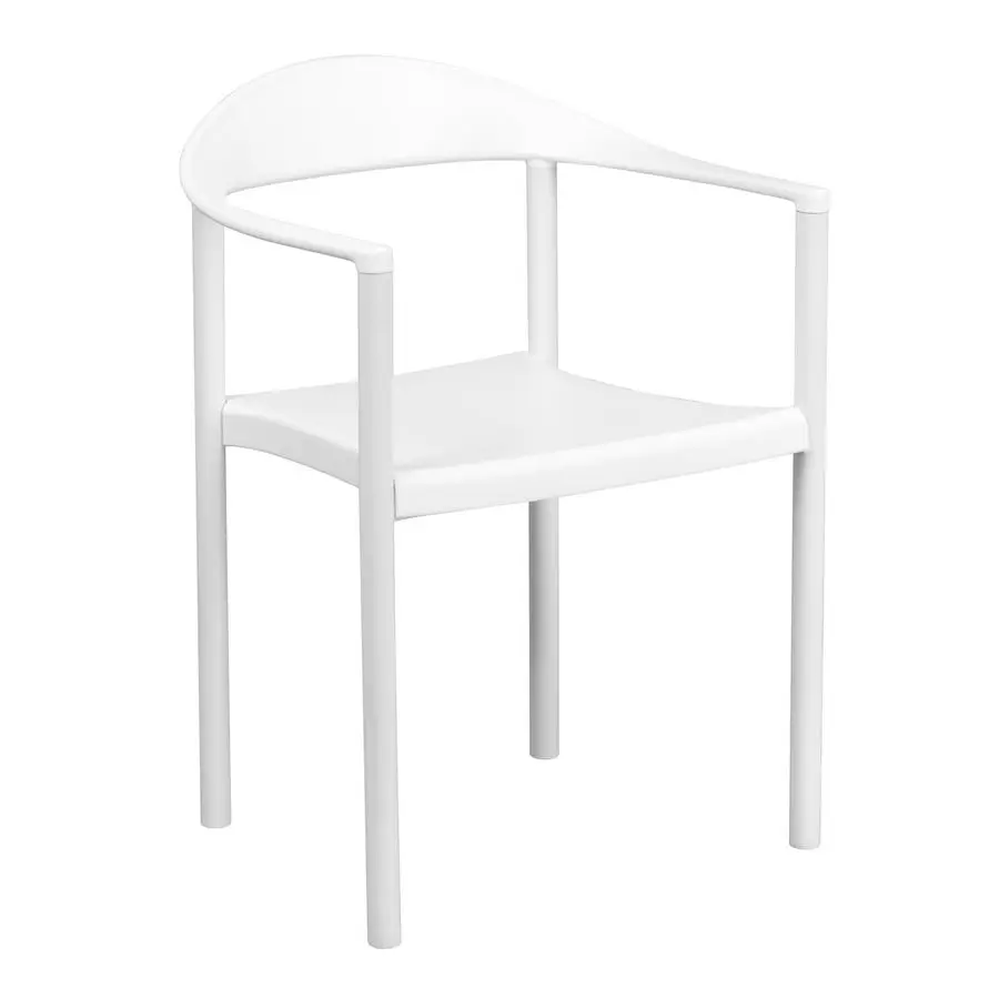 Serie HERCULES 1000 libbre. Sedia impilabile per caffè in plastica bianca con capacità