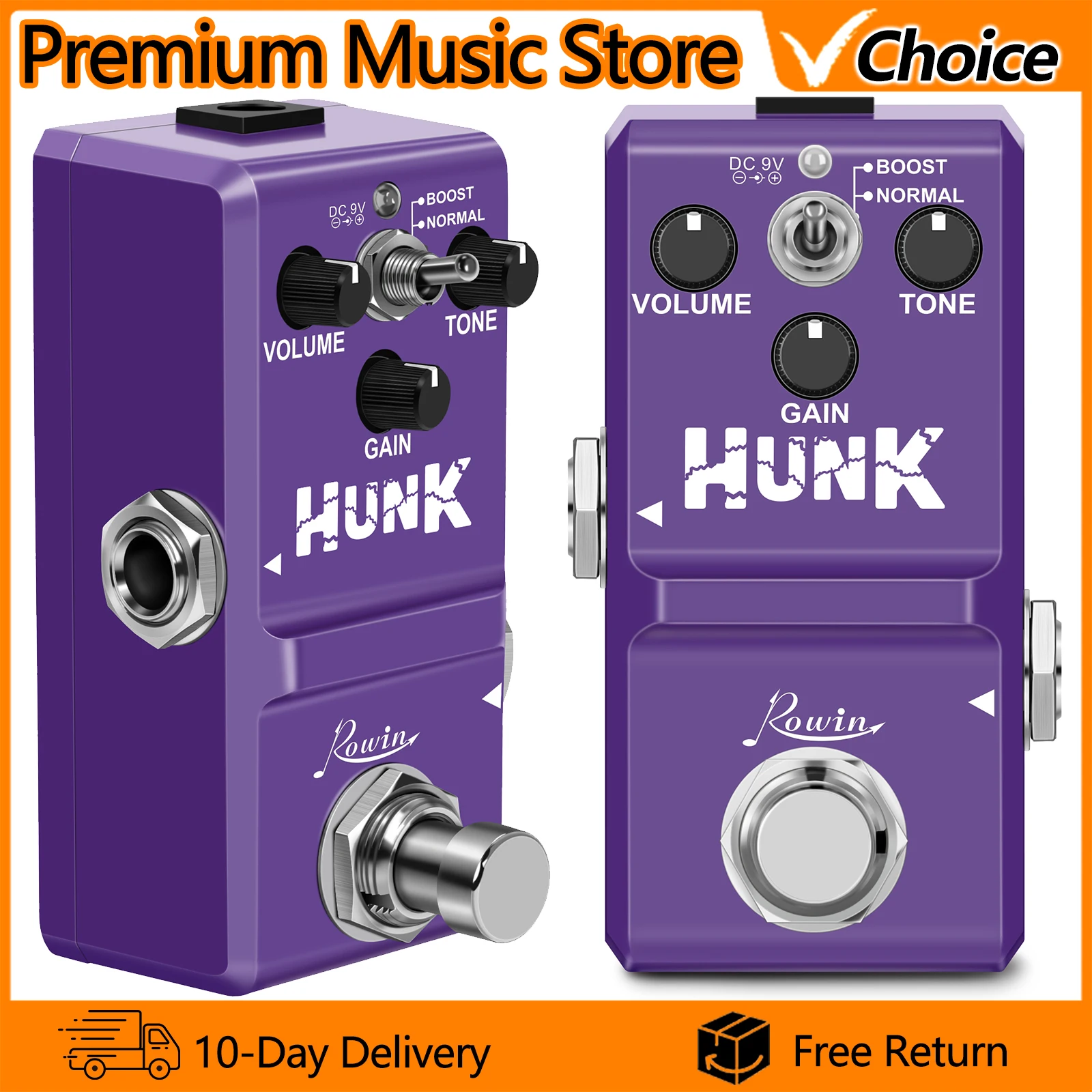 

ROWIN LN-301B HUNK Distortion Guitar Pedal Classic British Style Distortion Effect Pedal True Bypass Guitar Parts & Accessories