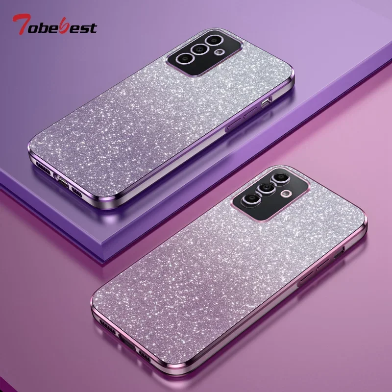 Shiny Glitter Square Plating Silicone Case for Samsung Galaxy A15 A25 A35 A55 5G Coque Soft Back Cover