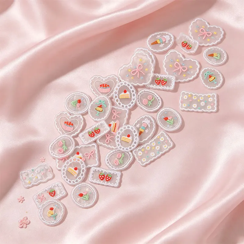 10 Stück 13-50mm Niedliche Spitzenstickerei-Stoffaufnäher, Blumen-Aufkleber, DIY-Kleidungs- und Taschendekorationen cp3904 – Detail 6