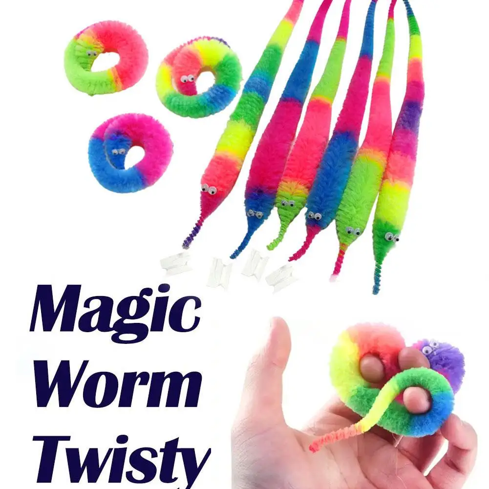 1PC Novelty Funny Worm Magic Props Twisty Magic Worm Trick Toys For Kids Caterpillars On A Invisible String Children Favor Gift