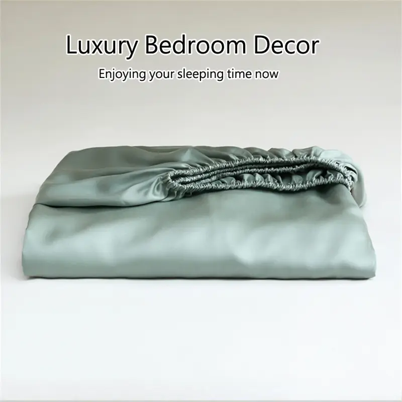 100% Mulberry Silk Fitted Bed Sheet with Elastic Bands 23 Momme Smooth Natural Silk Mattress Cover Single Double King Queen Bed - Image 5