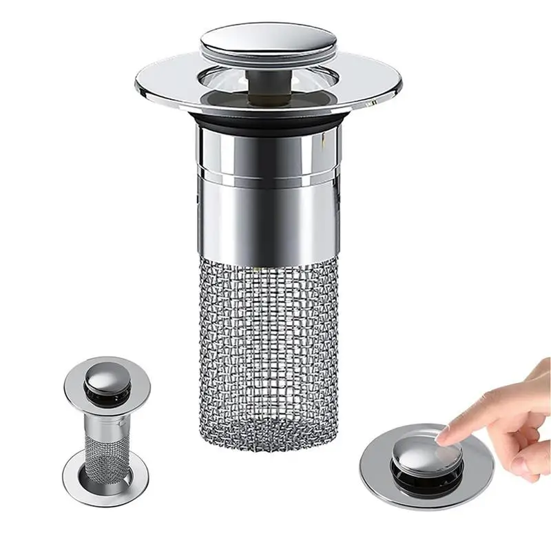 Stainless Steel Floor Drain Filter Washbasin Plug Anti Odor Pop-Up Bounce Core Basin Stopper Hair Catcher Shower Sink Strainer