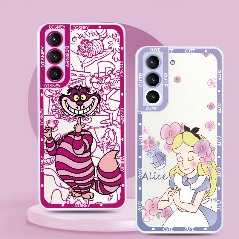 Alice Disney Cat For Samsung S23 S22 S21 Ultra S20 FE S10 Note20 10 Plus Lite Transparent Angel Eyes Phone Case