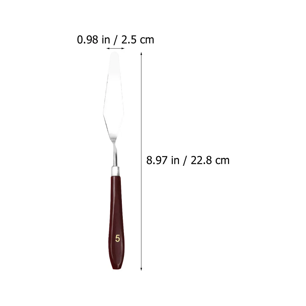 5 قطع من ملاعق الرسم الزيتي المصنوعة من الفولاذ المقاوم للصدأ مجموعة أدوات خلط الألوان للمدرسة والاستخدام الاحترافي وملعقة الرسم الزيتي #5