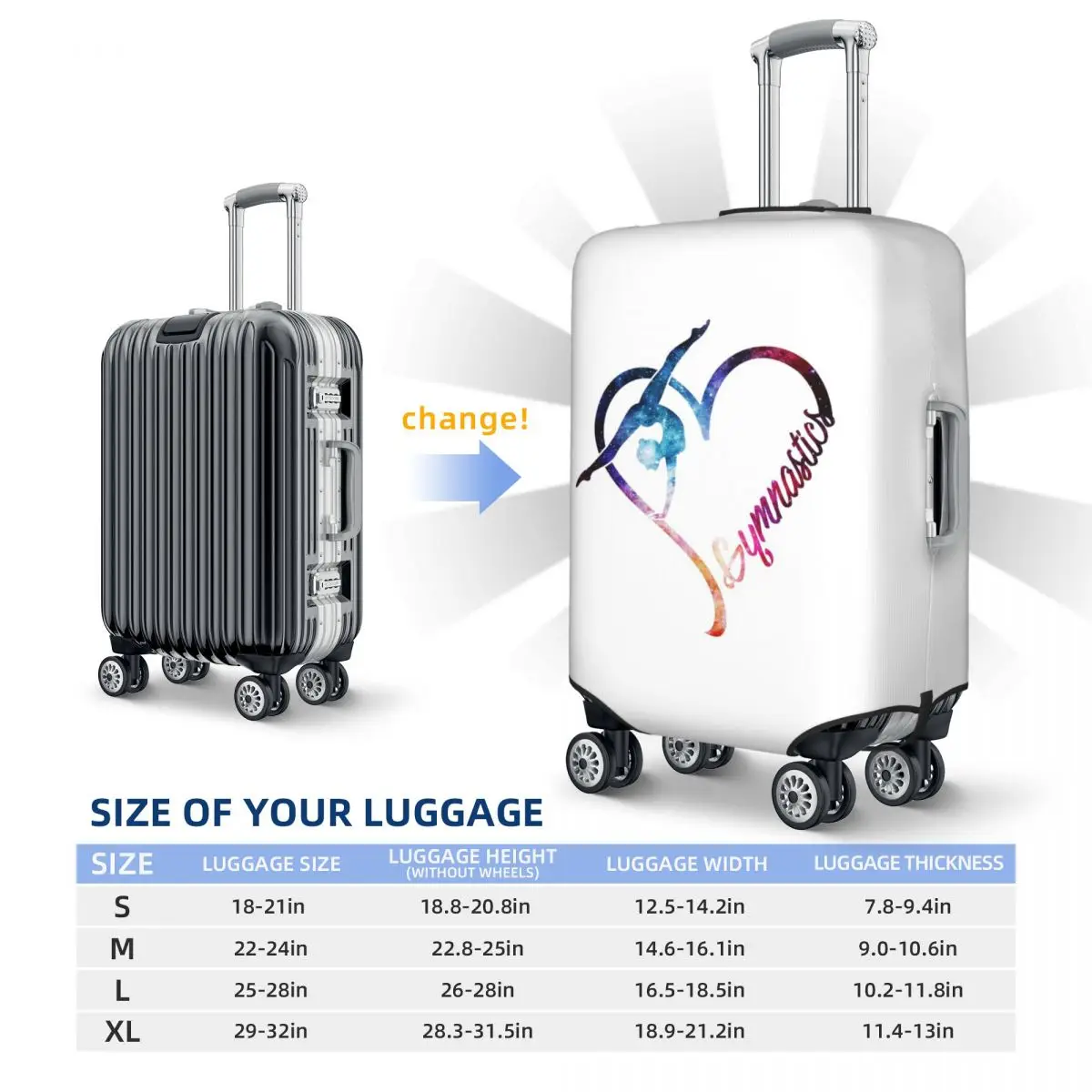 Защитный чехол для чемодана Galaxy Gymnastics Heart, эластичные защитные чехлы для дорожного багажа на 18-32 дюймов