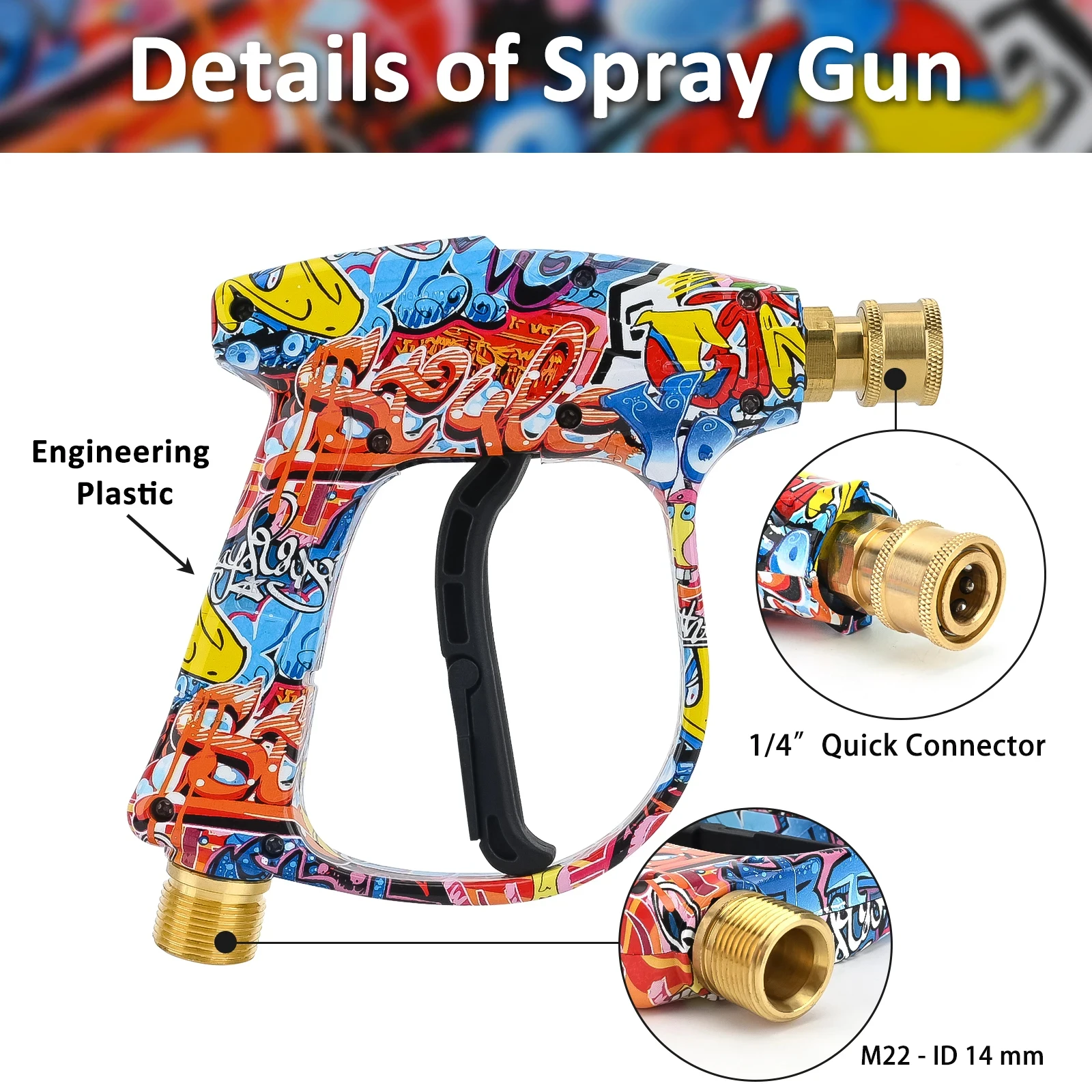 Replacement High-pressure Water Gun 150bar 2200psi, with 1/4 Extension Rod and Quick Nozzle Tip Suitable for Karcher/Bosch/Lavor