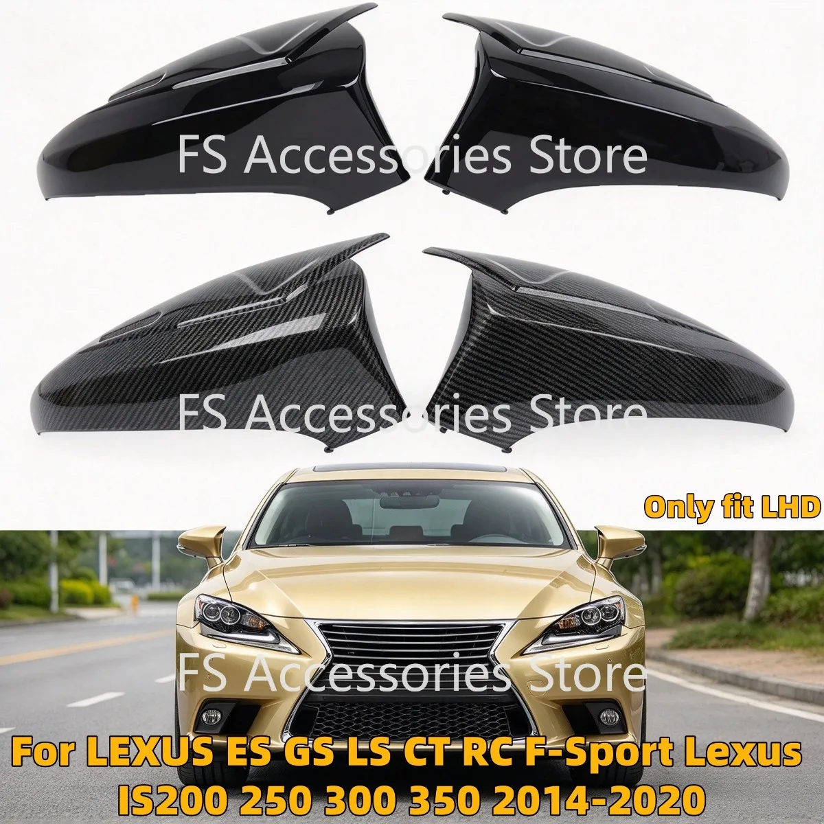 Left Hand Drive Side Rearview Mirror Cover Cap Wing 2014-2020 For LEXUS ES GS LS CT RC F-Sport Lexus IS200 250 300 350