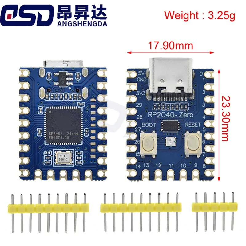 1 ชิ้น RP2040-Zero RP2040 สำหรับบอร์ดพัฒนา Raspberry Pi PICO หน่วยความจำแฟลช 2MB