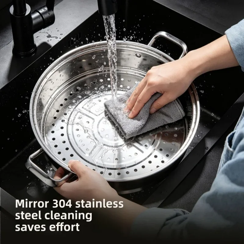 Thickened 304 Stainless Steel Steamer Pot Large Capacity Multi Layer Steamer Basket Induction Gas Compatible Steam Cooker