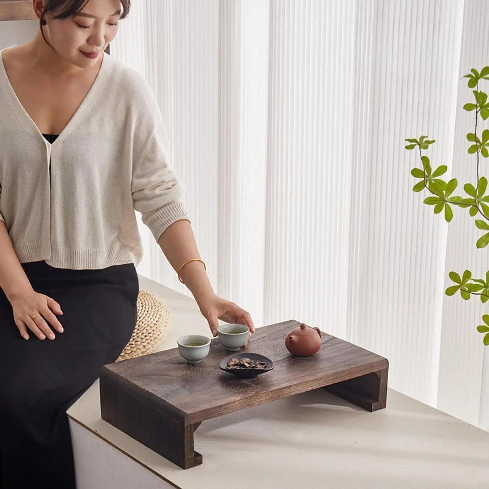 Chinese Tea Floor Table Easy to Use Bed Table for Meditation Office Bedroom