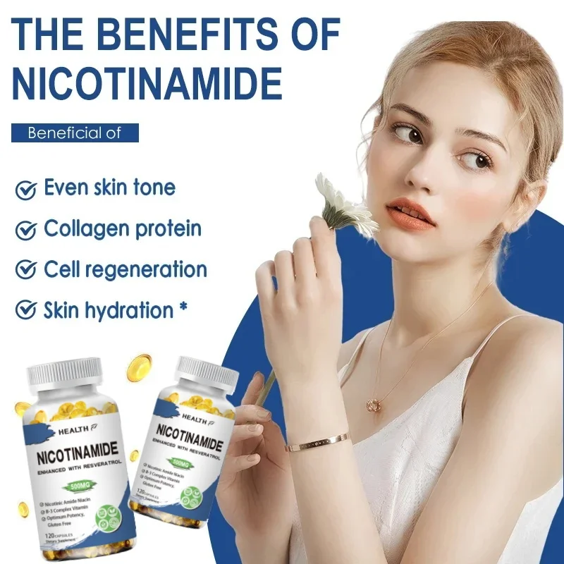 Hot Selling Nicotinamide with Resveratrol - 120 Veggie Capsules Supplement Pills to Support NAD, Skin Cell Health & Energy