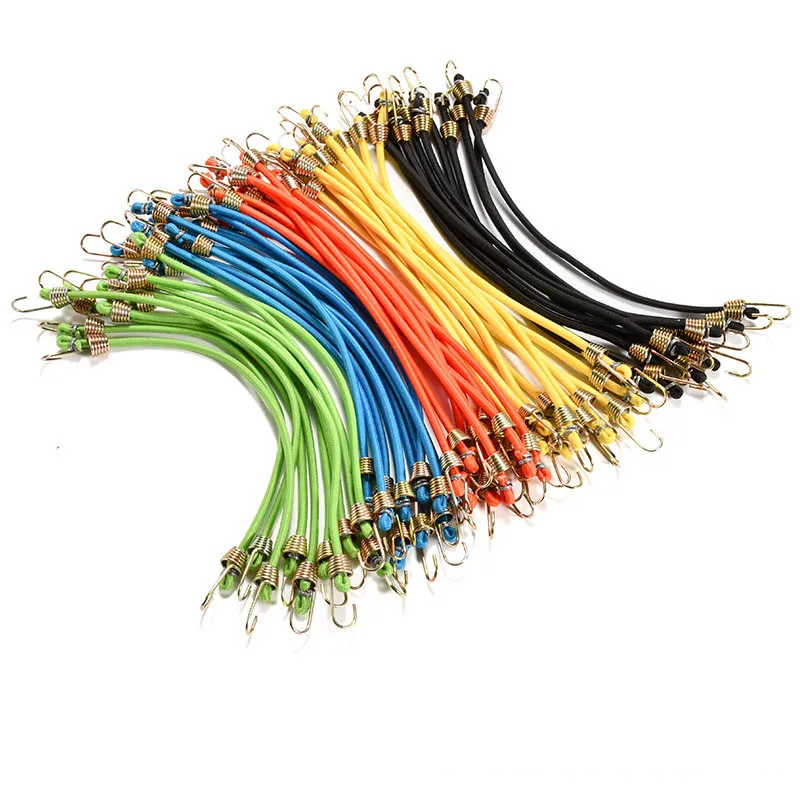 Elastic Bungee Cord 25-30cm Stretch Tie Tent Heavy Duty Luggage Strap Rope Hooks 4mm Latex Mini Rope Camping Outdoor Accessories